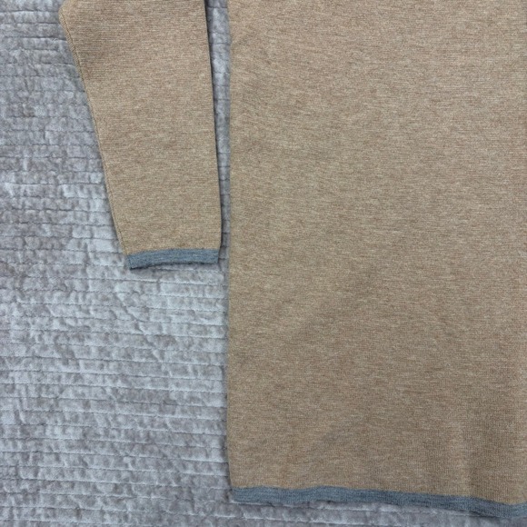 MaxMara Cashmere Wool Blend Crew Neck Sweater Tan Grey Trim Size S - Picture 2 of 9